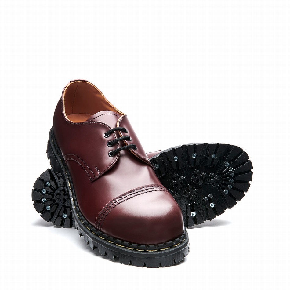 Women Solovair Hi-Shine Steel Toe Capped Gibson Shoes Red | GF3-1370-OX-030