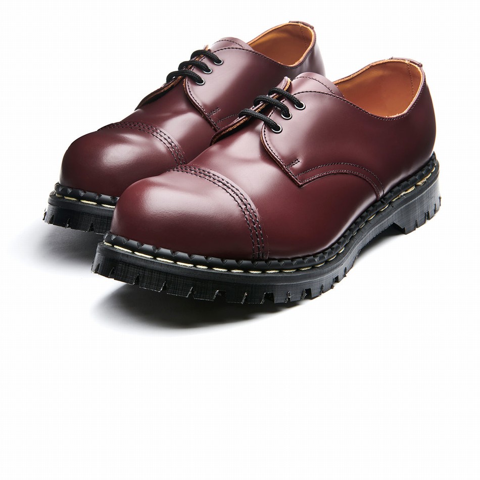 Women Solovair Hi-Shine Steel Toe Capped Gibson Shoes Red | GF3-1370-OX-030