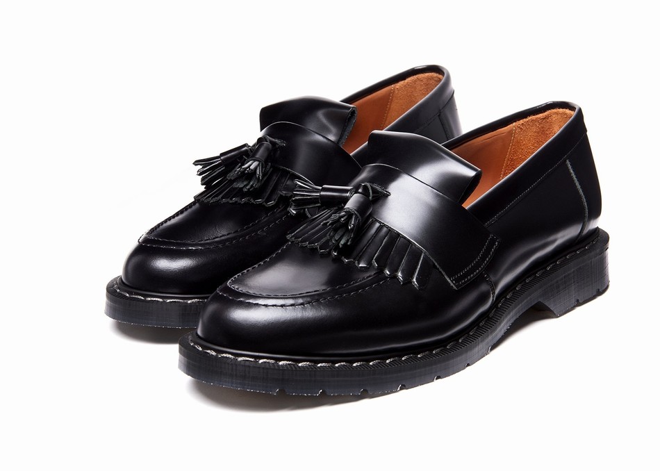 Women Solovair Hi-Shine Tassel Loafers Black | S0-1022-BK-G-030