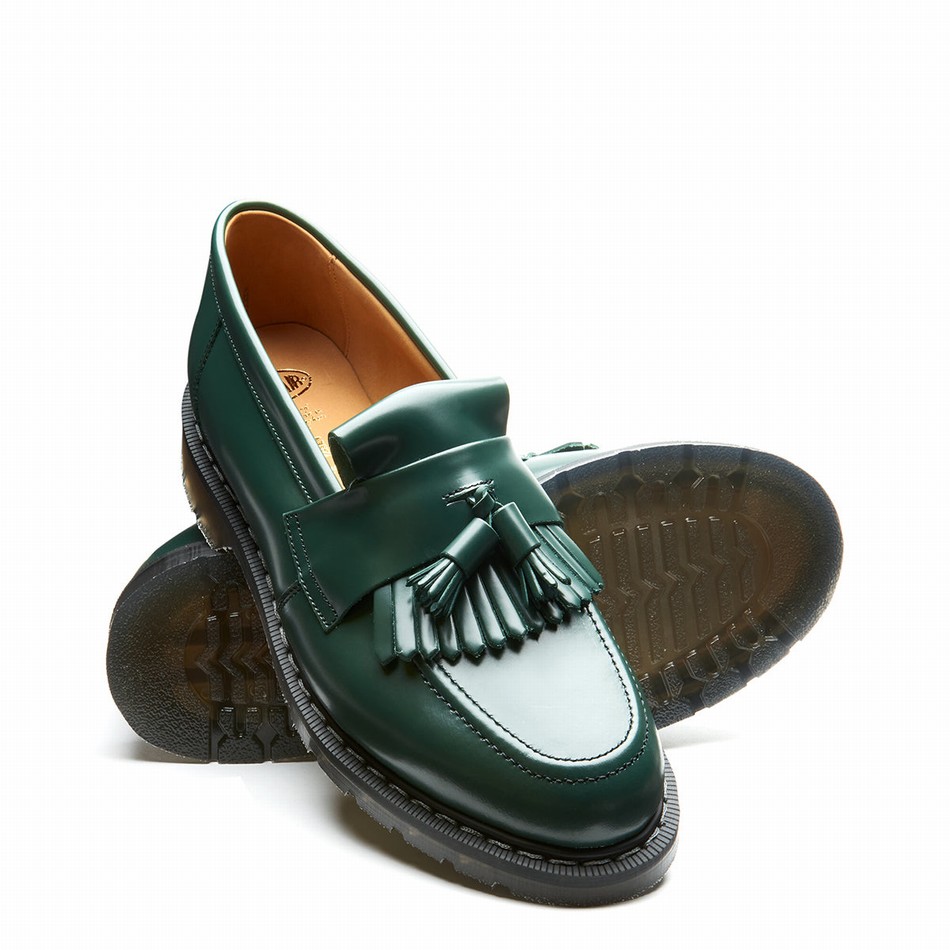 Women Solovair Hi-Shine Tassel Loafers Green | S0-1022-GN-G-030