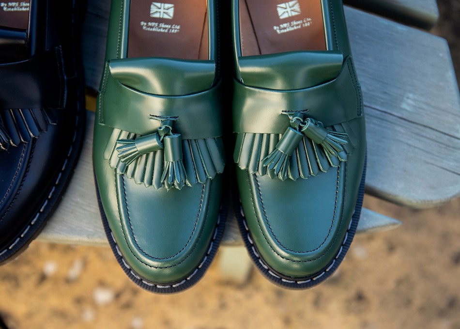 Women Solovair Hi-Shine Tassel Loafers Green | S0-1022-GN-G-030