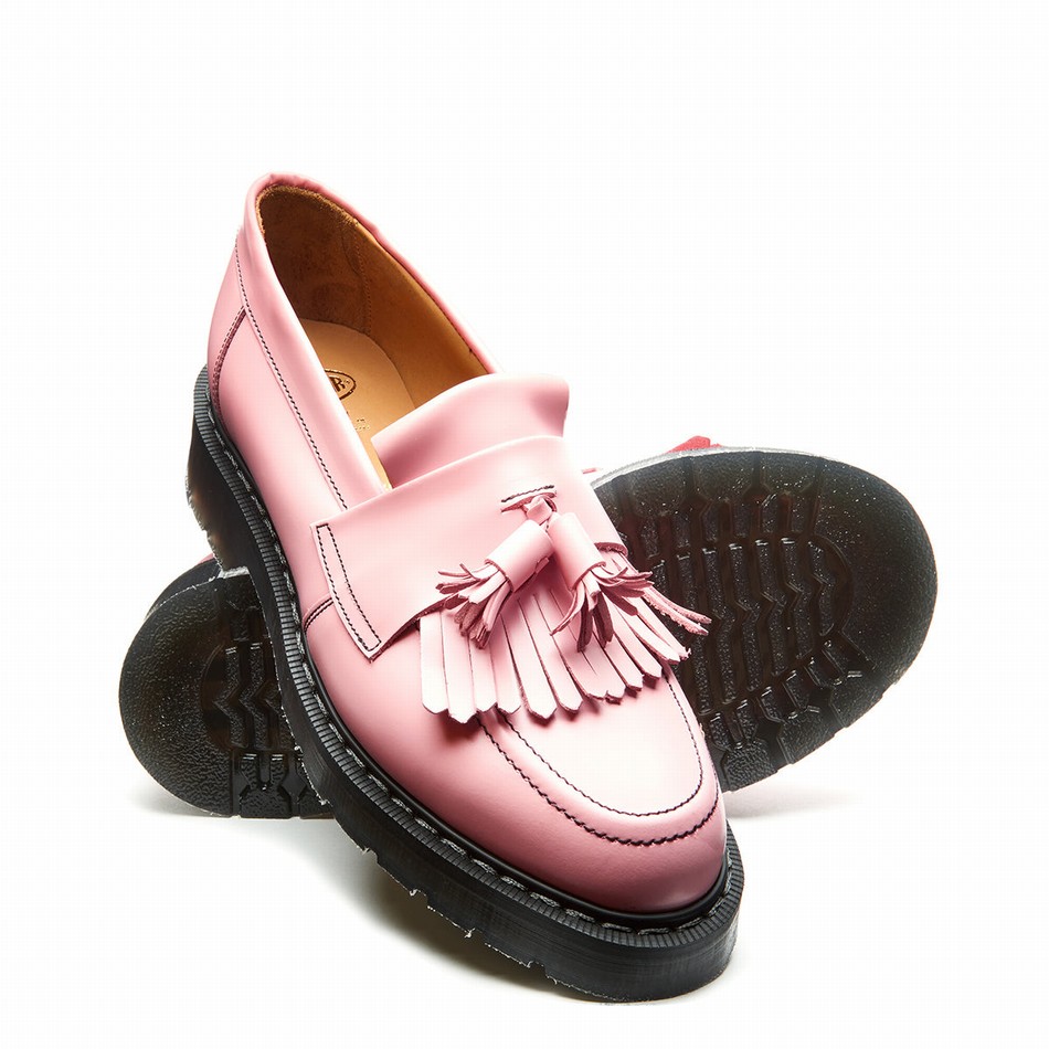 Women Solovair Hi-Shine Tassel Loafers Pink | S0-1022-PK-BL-G-090