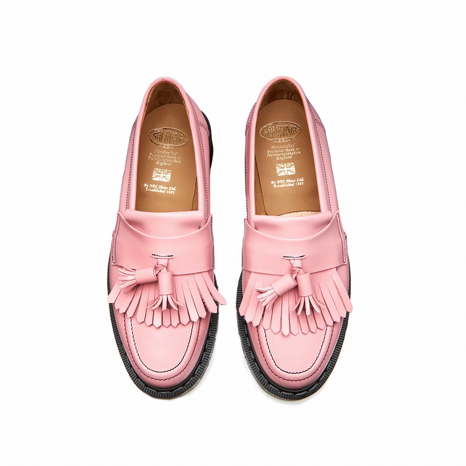 Women Solovair Hi-Shine Tassel Loafers Pink | S0-1022-PK-BL-G-090