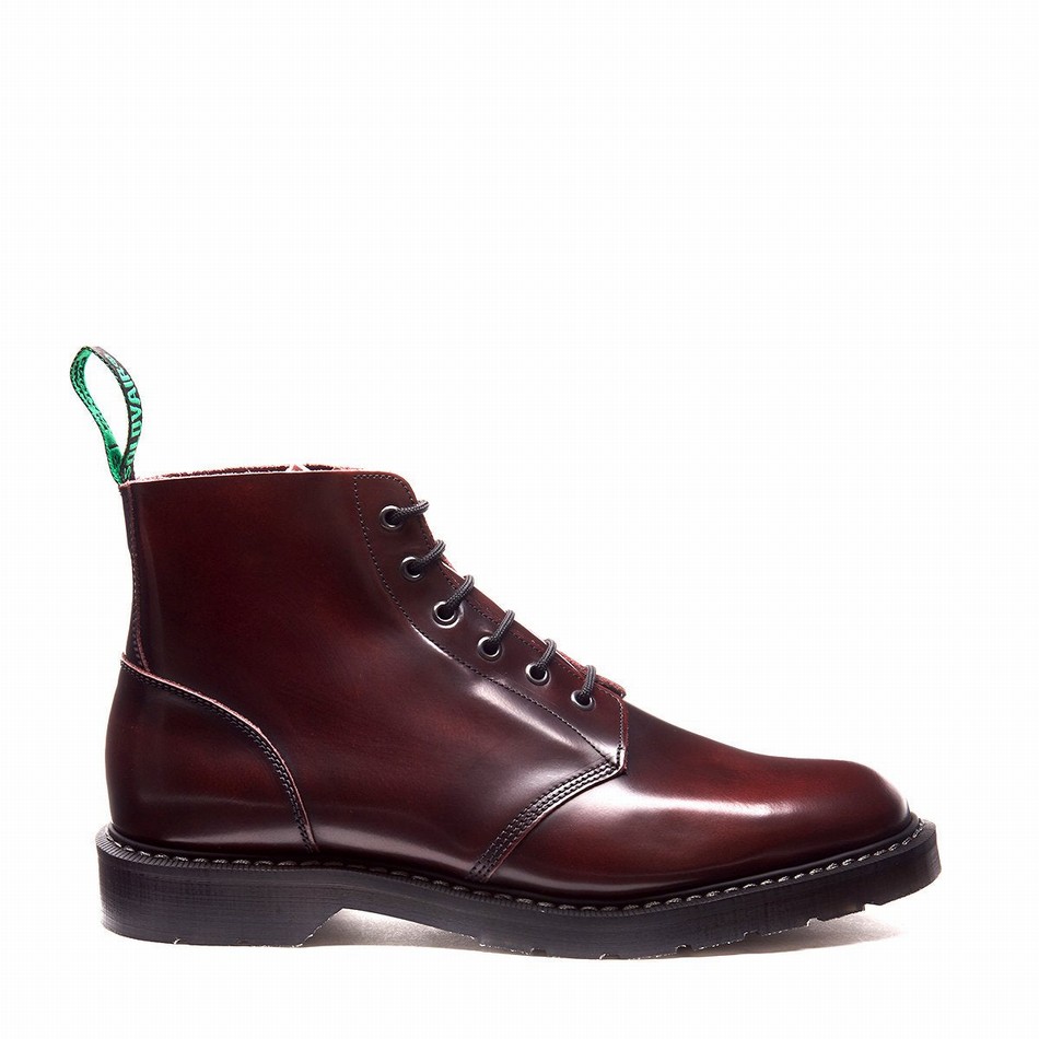 Women Solovair Rub-Off 6 Eye Astronaut Boots Burgundy | S6-969-BUR-G-030