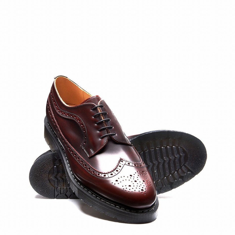 Women Solovair Rub-Off American Brogue Shoes Burgundy | S5-812-BUR-G-030