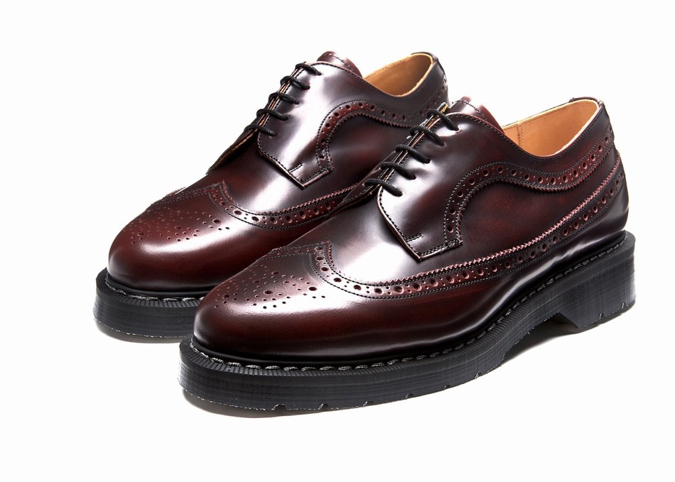 Women Solovair Rub-Off American Brogue Shoes Burgundy | S5-812-BUR-G-030