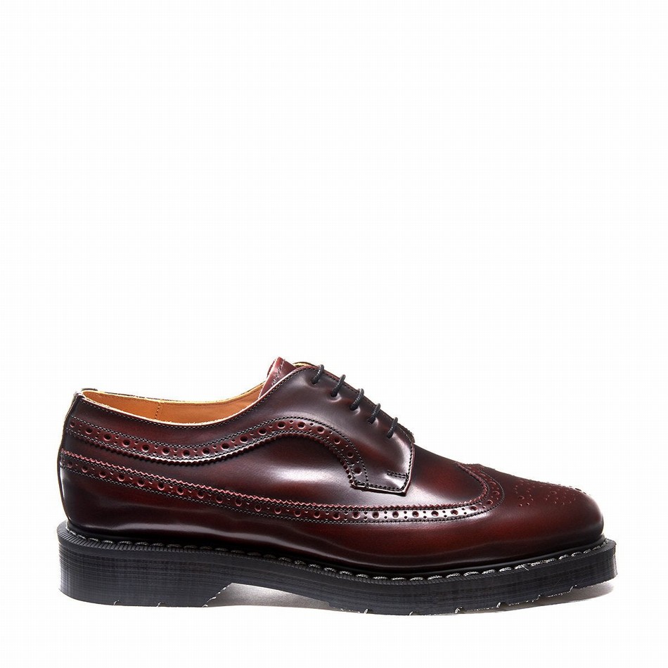 Women Solovair Rub-Off American Brogue Shoes Burgundy | S5-812-BUR-G-030
