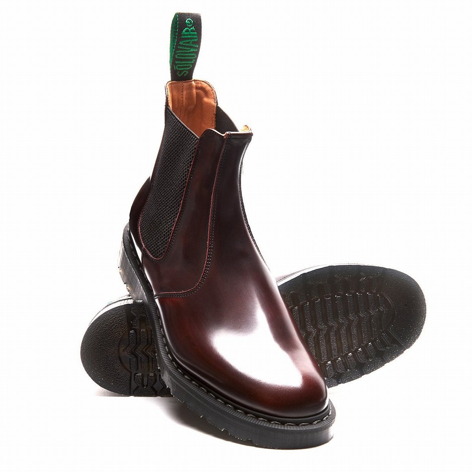 Women Solovair Rub-Off Dealer Boots Burgundy | S0-900-BUR-G-030
