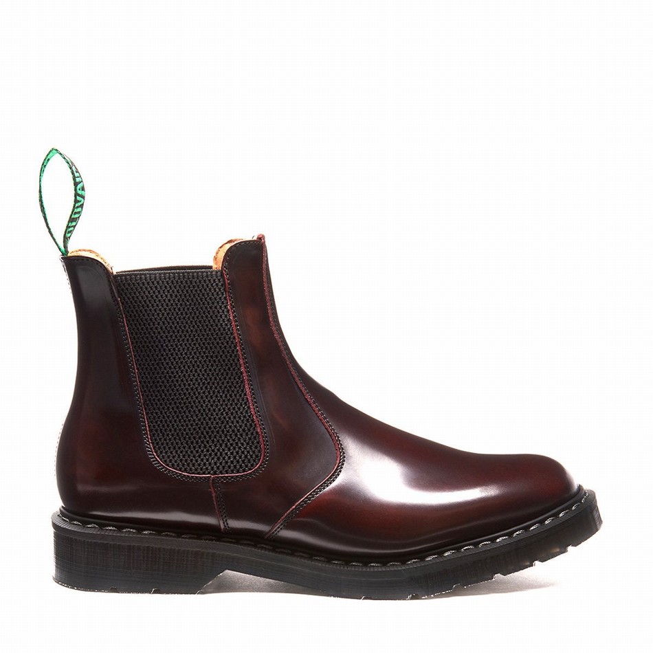 Women Solovair Rub-Off Dealer Boots Burgundy | S0-900-BUR-G-030