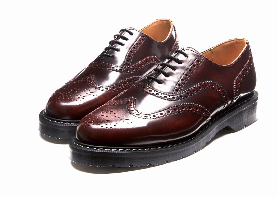 Women Solovair Rub-Off English Brogue Shoes Burgundy | S5-811-BUR-G-030