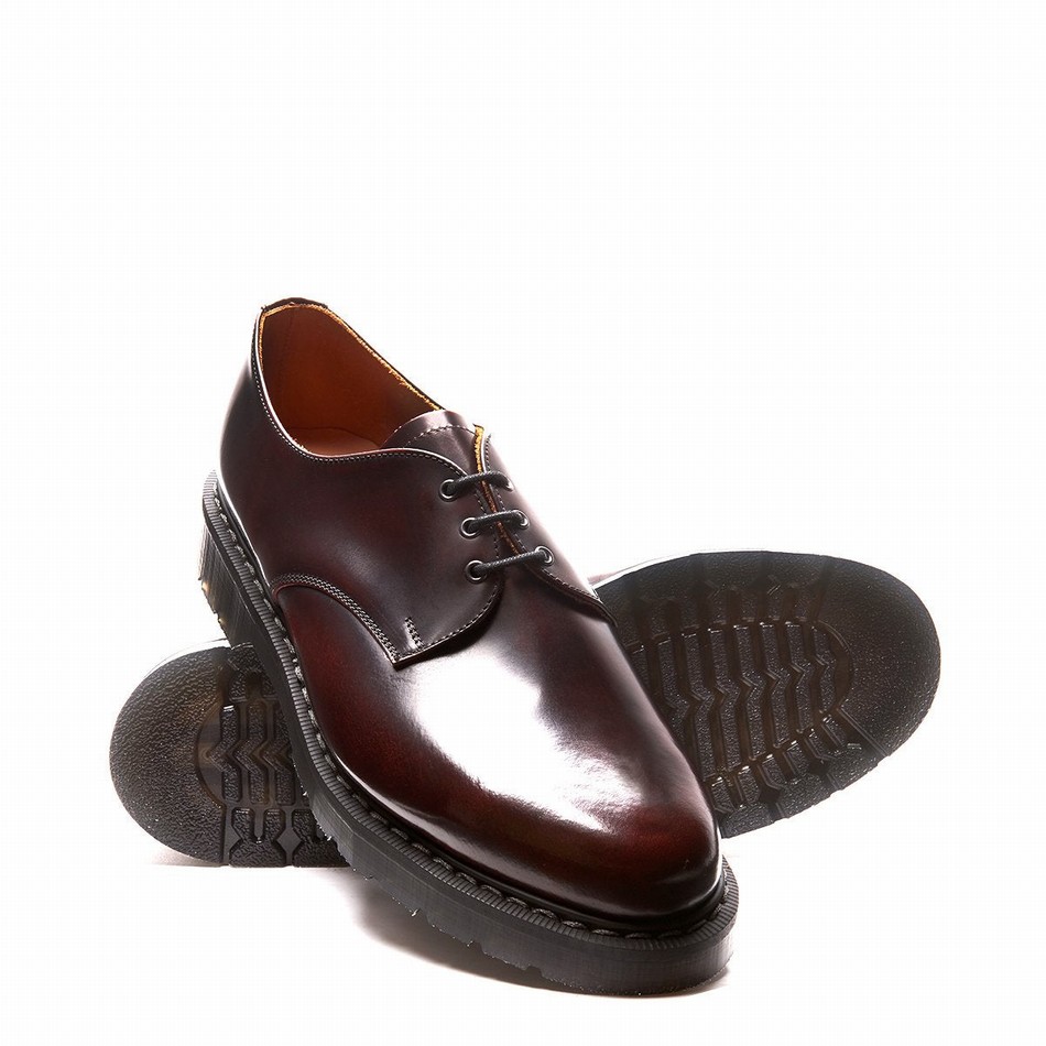 Women Solovair Rub-Off Gibson Shoes Burgundy | S3-995-BUR-G-030