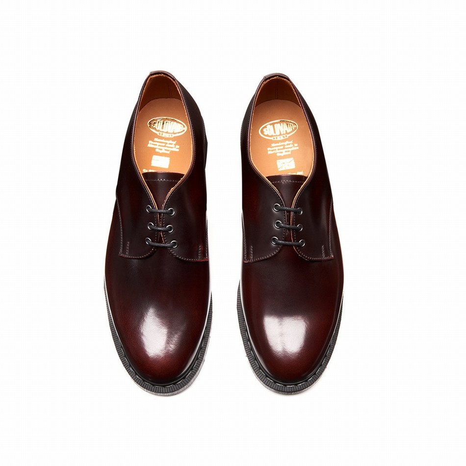 Women Solovair Rub-Off Gibson Shoes Burgundy | S3-995-BUR-G-030