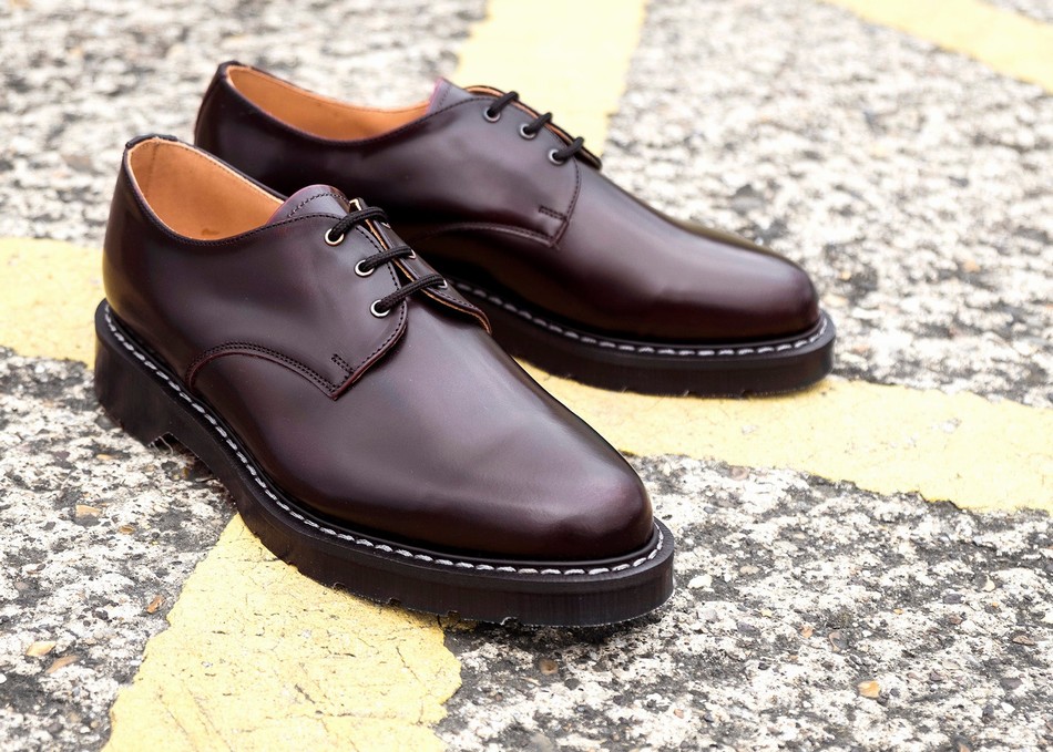 Women Solovair Rub-Off Gibson Shoes Burgundy | S3-995-BUR-G-030