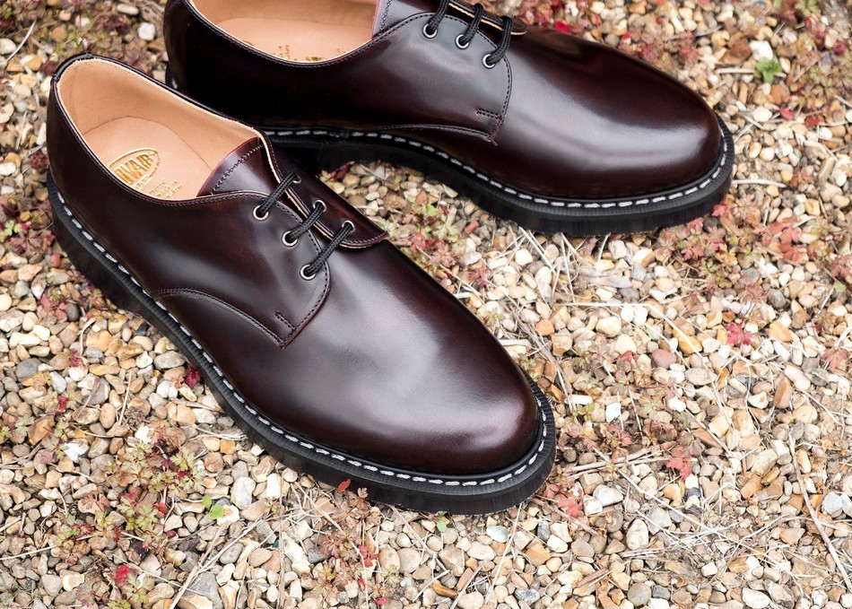Women Solovair Rub-Off Gibson Shoes Burgundy | S3-995-BUR-G-030