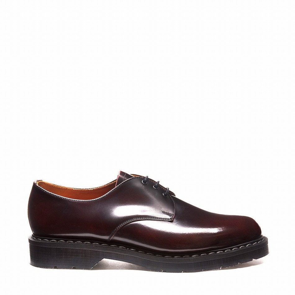 Women Solovair Rub-Off Gibson Shoes Burgundy | S3-995-BUR-G-030