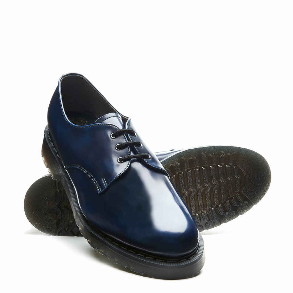 Women Solovair Rub-Off Vegan Gibson Shoes Navy | VS3-995-NV-RO-VEG-G-040