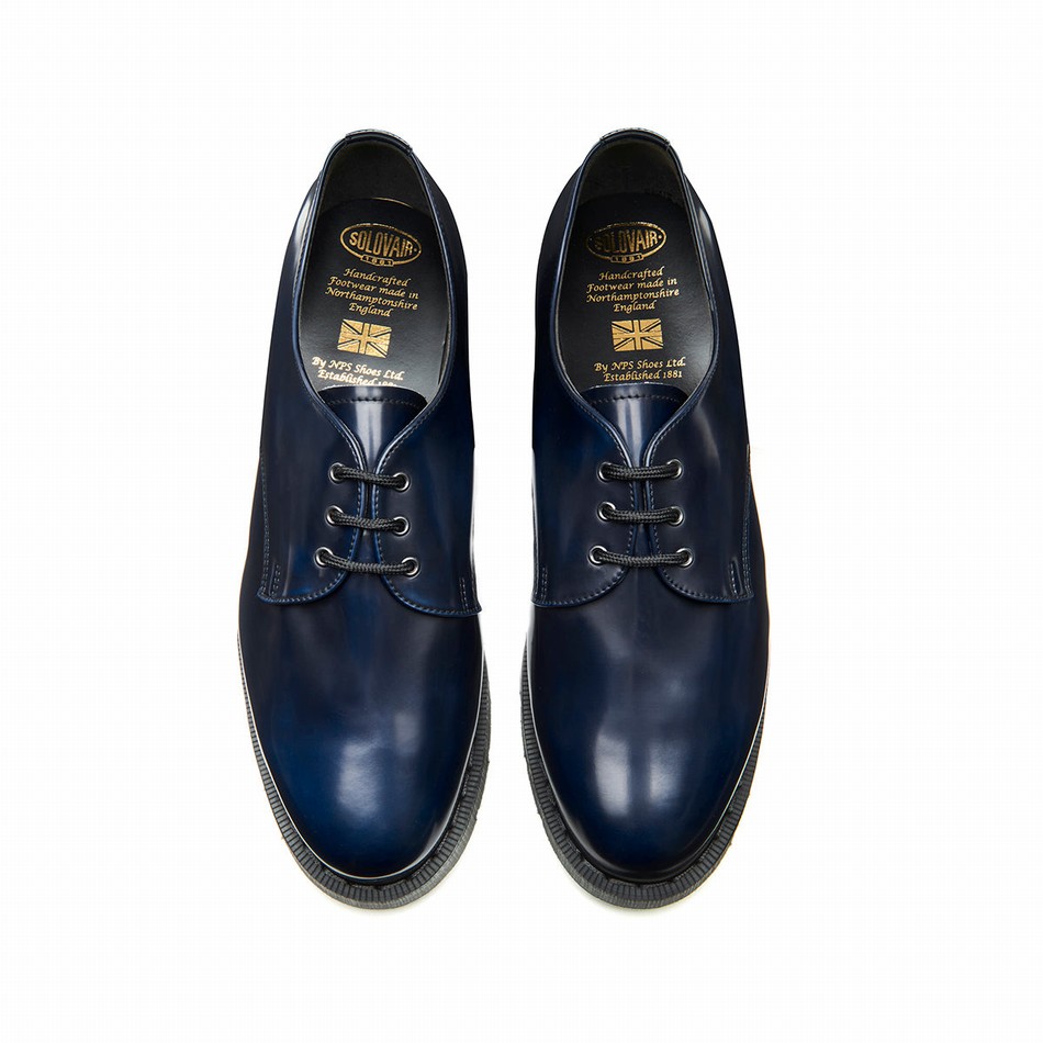Women Solovair Rub-Off Vegan Gibson Shoes Navy | VS3-995-NV-RO-VEG-G-040