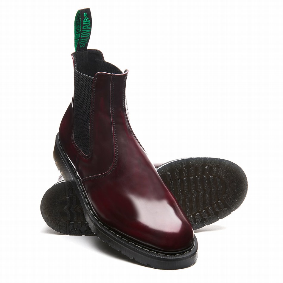 Women Solovair Rub-Off Vegan Hi-Shine Dealer Boots Red | VS0-900-CR-RO-VEG-G-035