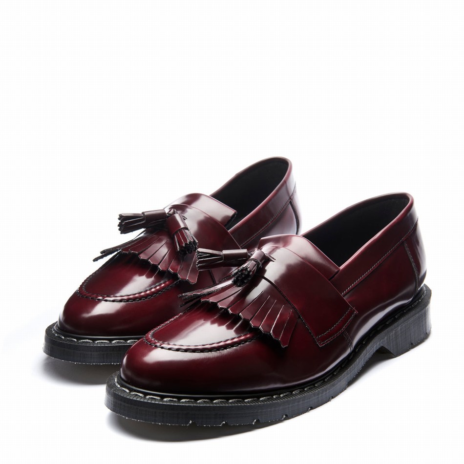 Women Solovair Rub-Off Vegan Tassel Loafers Red | VS0-1022-CR-RO-VEG-G-045