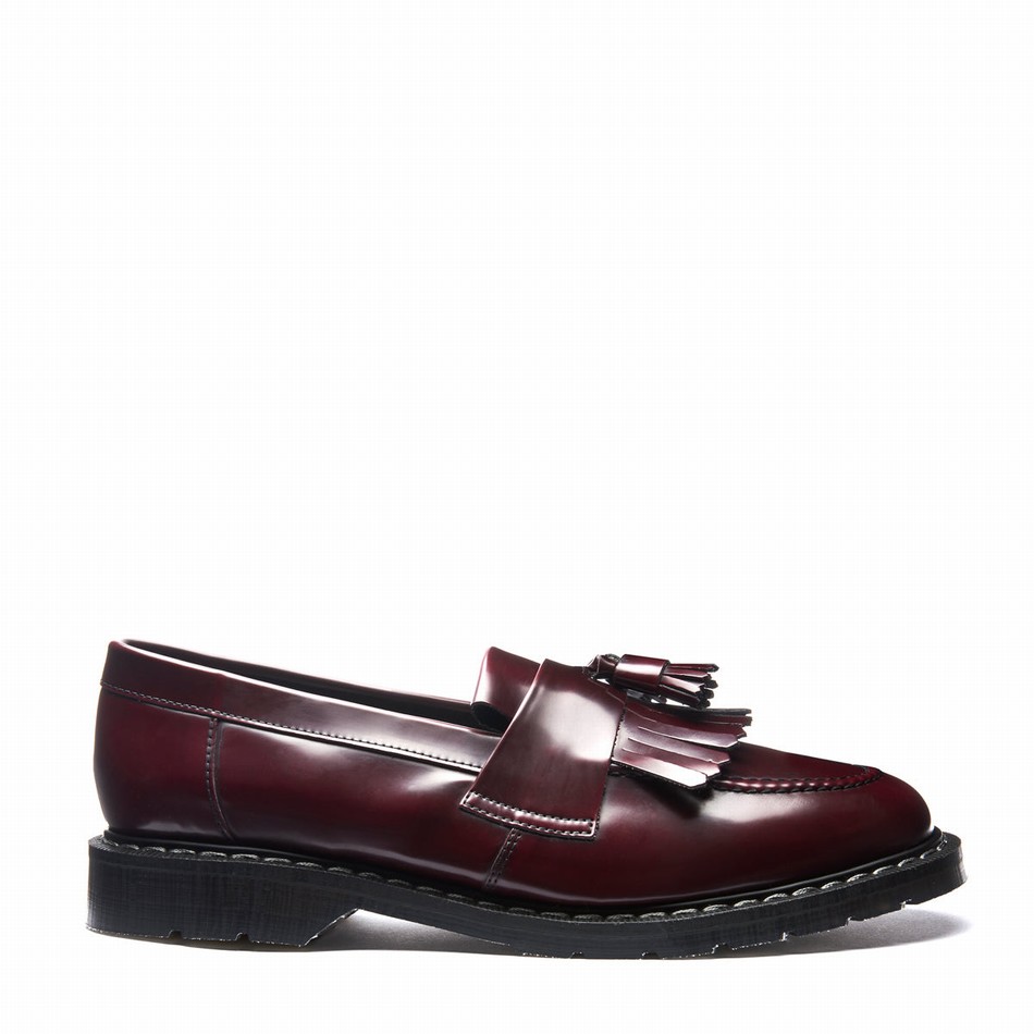 Women Solovair Rub-Off Vegan Tassel Loafers Red | VS0-1022-CR-RO-VEG-G-045