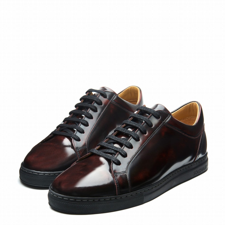 Women Solovair Rub-off 070 Sneakers Burgundy | S7-070-BUR-RO-G-030