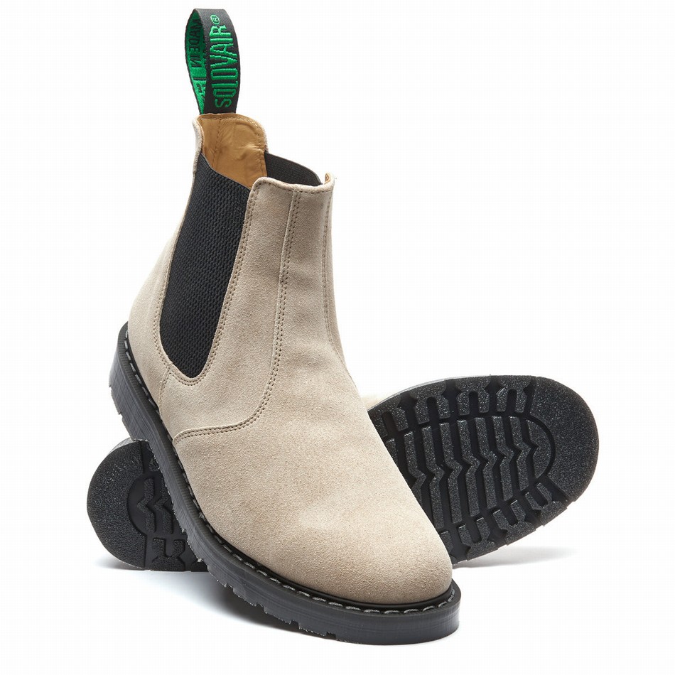 Women Solovair Suede Dealer Boots Beige | S0-900-NU-SUE-G-050