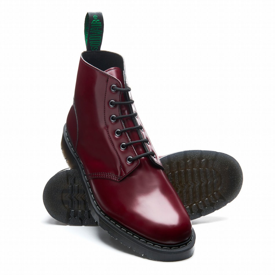 Women Solovair Vegan 6 Eye Astronaut Boots Red | VS6-969-OX-VEG-G-030