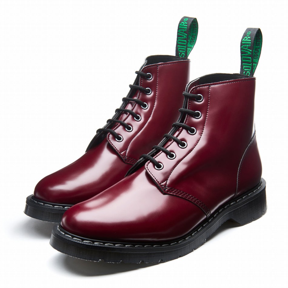Women Solovair Vegan 6 Eye Astronaut Boots Red | VS6-969-OX-VEG-G-030