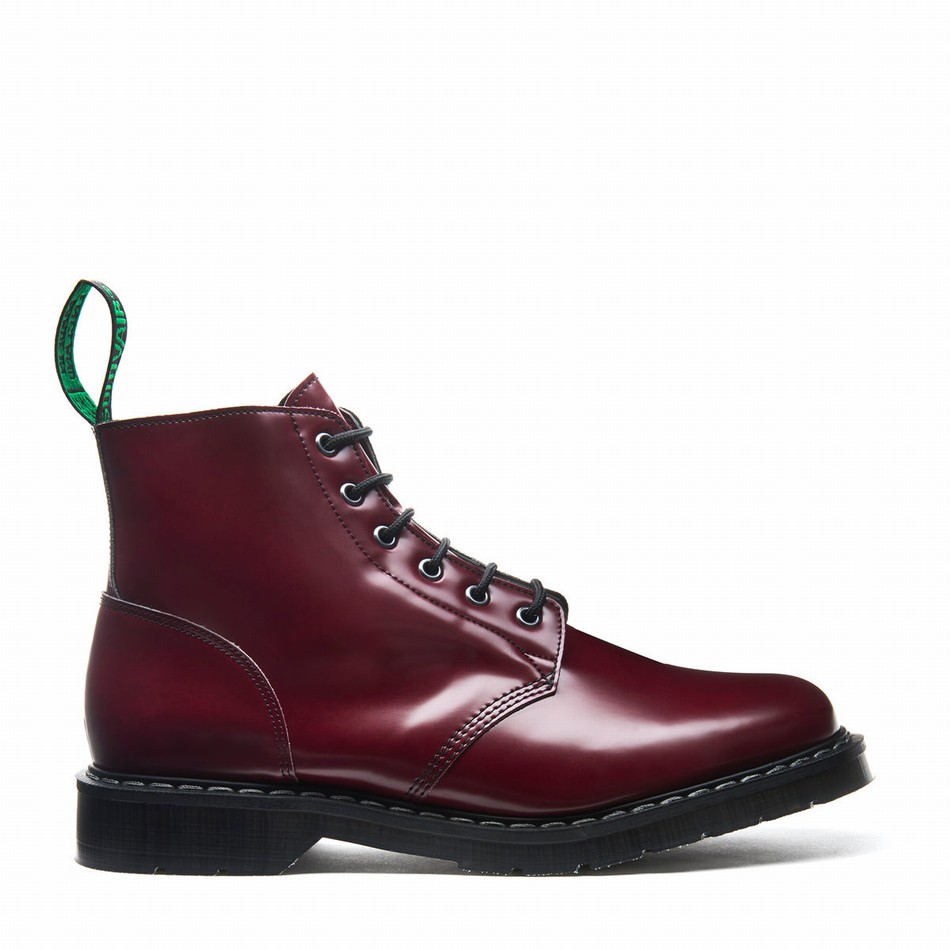 Women Solovair Vegan 6 Eye Astronaut Boots Red | VS6-969-OX-VEG-G-030
