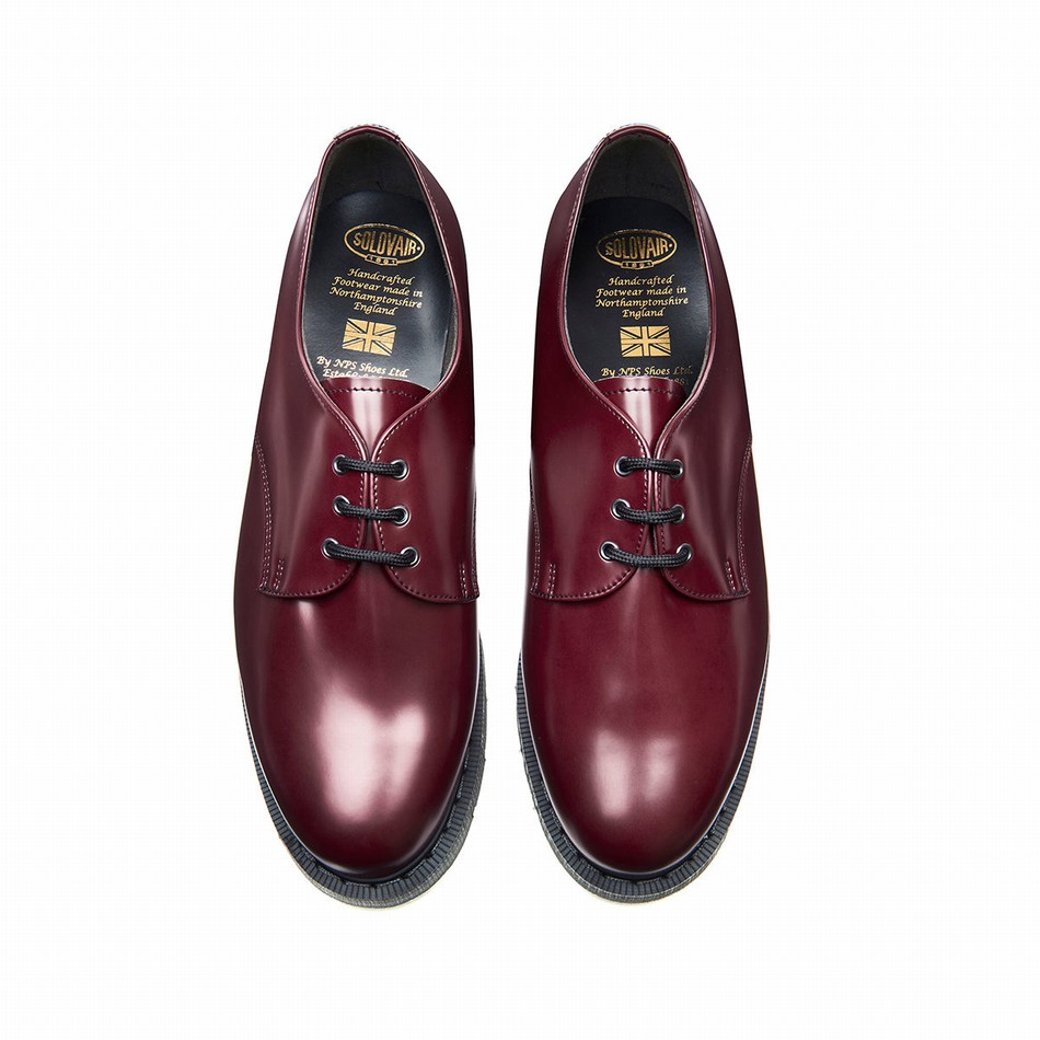 Women Solovair Vegan Hi-Shine Gibson Shoes Red | VS3-995-OX-VEG-G-030