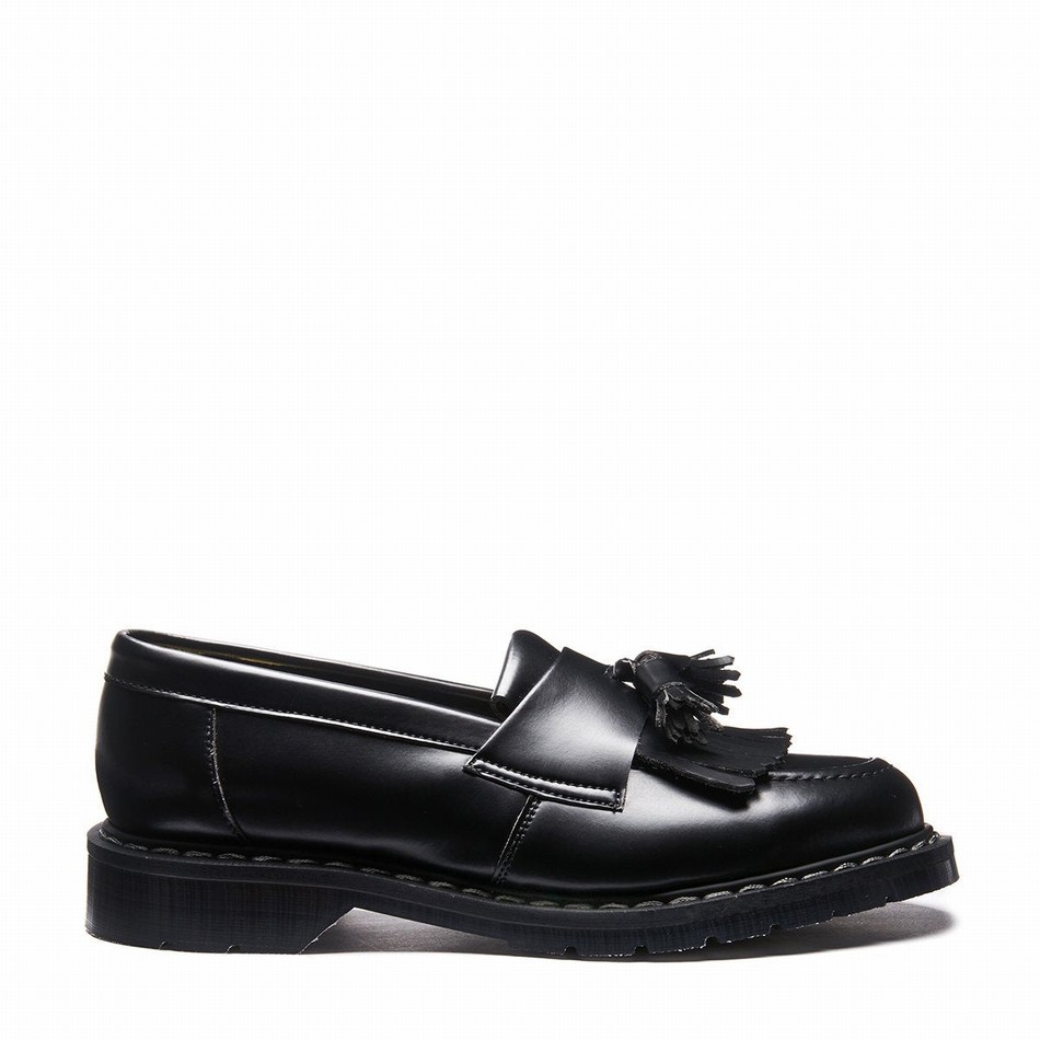 Women Solovair Vegan Hi-Shine Tassel Loafers Black | VS0-1022-BK-VEG-G-040